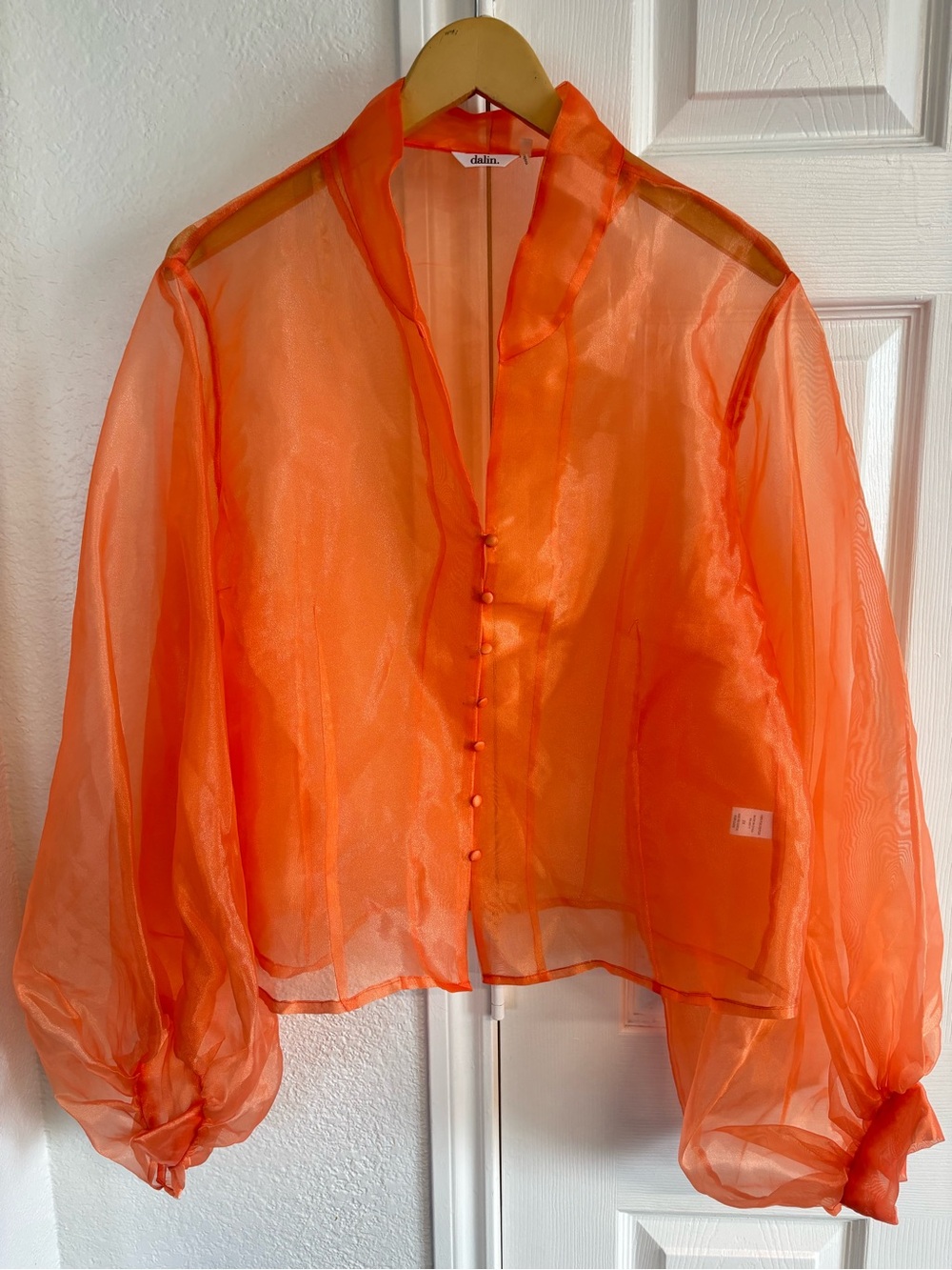 Dalin Chiffon Sheer Long Sleeve Orange Top Size 2X